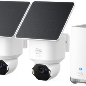 eufy Security SoloCam E42 2-Cam Kit (HomeBase S380), 4K Security Camera Wireless Outdoor, Solar Powered, AI Motion Tracking, Strobe Light, Pan & Tilt, Facial Recognition, Local Storage Up to 16 TB