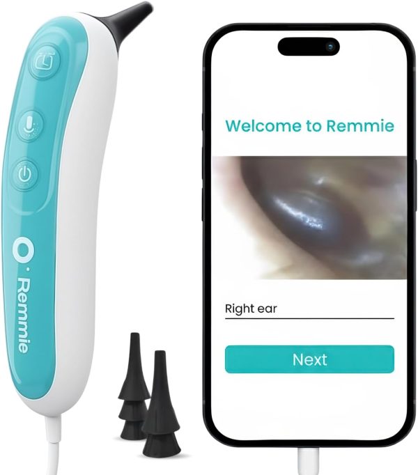 Remmie 4 AI-Powered Digital Otoscope with Light for Home Use - Ear Infection Checker for Kids & Adults - Nose Scope Video Camera with Telemedicine-Enabled App - FDA-Registered