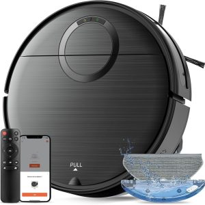 Robot Vacuum and Mop Combo, 2 in 1 Mopping Robotic Vacuum Cleaner with Schedule, Wi-Fi/App/Remote, Strong Suction, Self-Charging, Slim, Ideal for Hard Floor, Pet Hair, Low-Pile Carpet