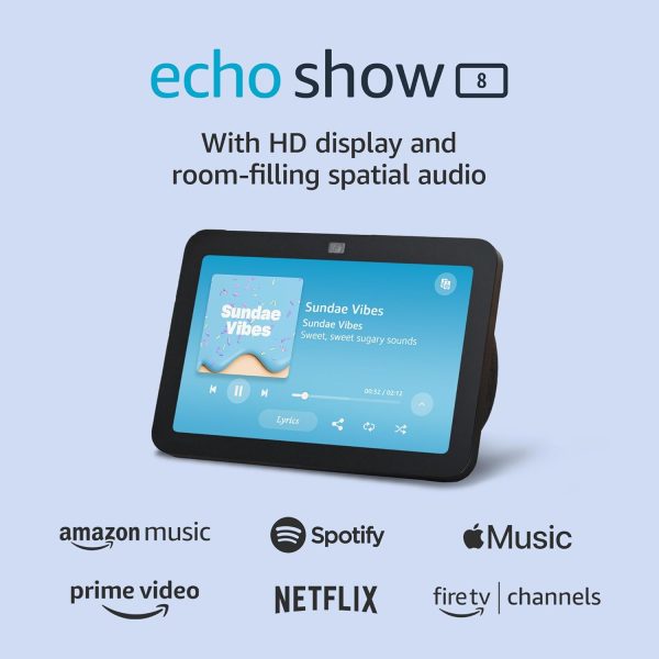 Amazon Echo Show 8 (newest model), With Spatial Audio, Smart Home Hub, and Alexa, Glacier White