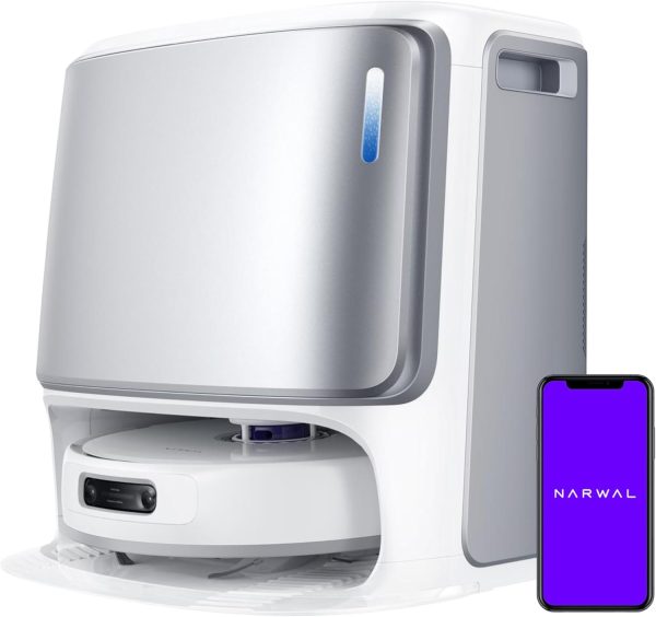 NARWAL Freo Z Ultra Robot Vacuum and Mop Combo, Dual RGB Cameras and Chips, AI Avoidance, 12000Pa Suction, Real-Time Decisions, Adaptive Hot-Water Self Wash & Self Emptying,Quiet, White (Renewed)