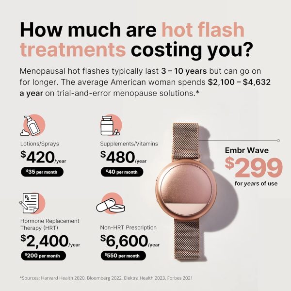 Embr Wave Cooling Bracelet - Warming Bracelet - Personalized Thermal Relief - Manage Hot Flashes, Night Sweats, Sleep, Tension - Clinically Proven - Rechargeable - Rose Gold - Image 6