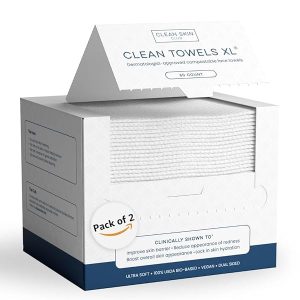 Clean Skin Club Clean Towels XL™, 100% USDA Biobased Face Towel, Disposable Face Towelette, Eczema Association Accepted, Makeup Remover Dry Wipes, Ultra Soft