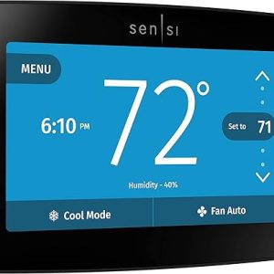 Emerson Sensi Touch Wi-Fi Smart Thermostat with Touchscreen Color Display, Works with Alexa, Energy Star Certified, C-wire Required, ST75 Black 5.625" x 3.4" x 1.17"