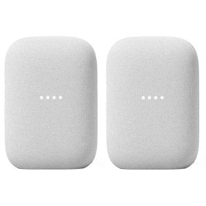 Google Audio (2-Pack) Smart Speakers – Wireless Bluetooth & Wi‑Fi Home Speaker Bundle with Powerful Stereo Sound, Multi-Room Audio Assistant Voice Control