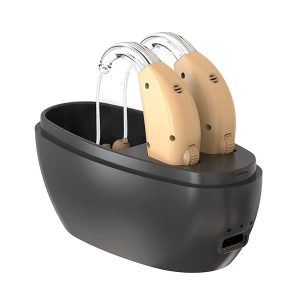 Hearing Aid for Seniors, Rechargeable Hearing Amplifier with Noise Cancelling for Adults Hearing Loss, Digital Ear Hearing Assist Devices with Volume Control. (1, Black)