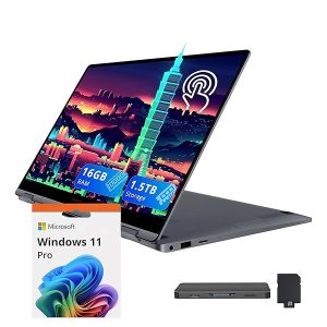 Samsung Galaxy Book4 15.6" FHD AMOLED Touchscreen 2-in-1 Laptop, Intel 7 150U, 16GB LPDDR5, 1.5TB Storage (512GB SSD+1TB Docking Station), Backlit Keyboard, Fingerprint, Wi-Fi 6E, Win 11 Pro, Gray