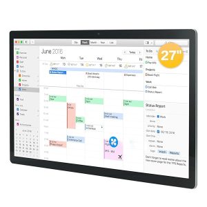 TouchWo 27 inches Touchscreen Digital Calendar & Wall Planners,Downloadable APP, Smart Whiteboard Calendar for Chore Chart & Work Schedule, Built in Speakers and Camera, Include Wall Mount & Desk Stand